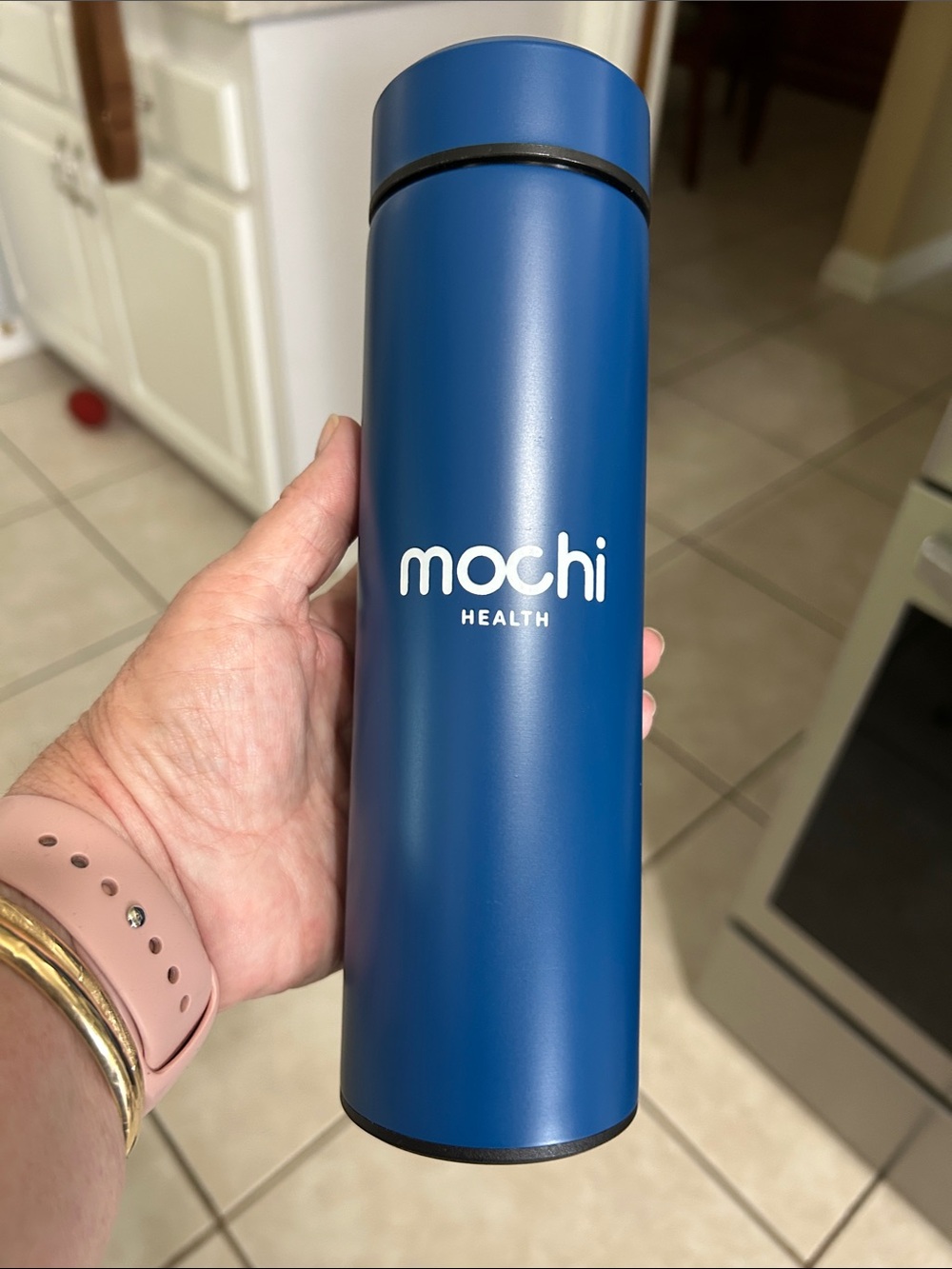 Blue Stainless Travel Bottle, use for drinks or transporting medication.